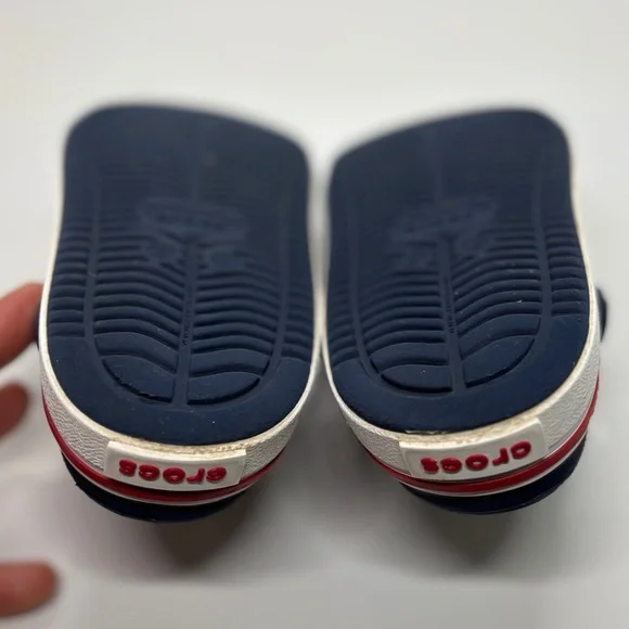 Crocs Kids Navy Clogs with white stripe size 10 - Picture 9 of 10